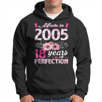 18 Years Old Gifts Made In 2005 Floral 18Th Birthday Women Hoodie - Thegiftio UK