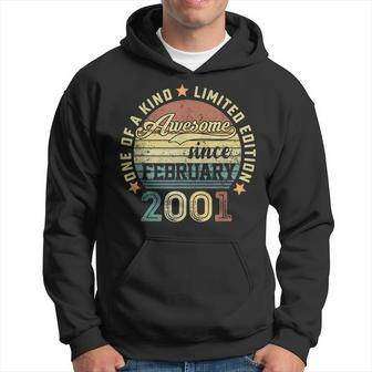 22 Years Old Gifts Awesome Since February 2001 22Nd Birthday Men Hoodie Graphic Print Hooded Sweatshirt - Seseable