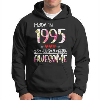 28Th Birthday Gifts For Women Floral Made In 1995 Birthday Hoodie - Seseable