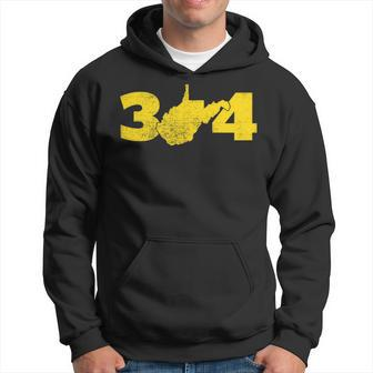 304 West Virginia Area Code Fan And Local Distressed Look Hoodie - Seseable