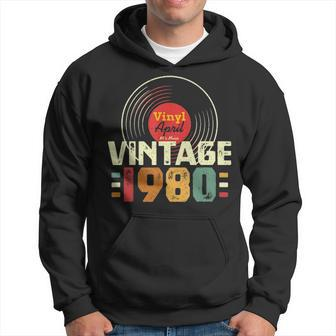41Th Birthday Gift Vintage 1980 April 41 Years Vinyl Record Hoodie - Seseable