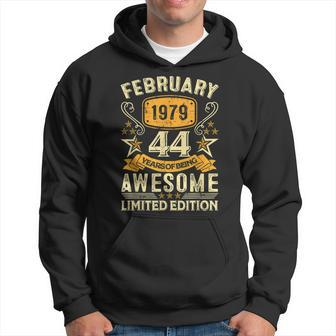 44 Year Old Awesome Since February 1979 44Th Birthday Gifts Hoodie - Seseable
