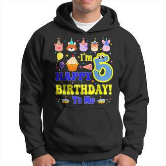 Im 5 Happy Birthday To Me Animal Cup Cake Birthday Party Men Hoodie - Thegiftio UK