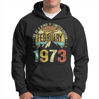 50Th Birthday Mens Vintage February 1973 Gifts 50 Years Old Hoodie - Seseable