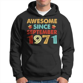 52 Years Old Awesome Since September 1971 52Nd Birthday Men Hoodie - Thegiftio UK