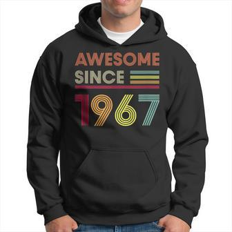 55 Years Old Awesome Since 1967 55Th Birthday Retro Vintage Hoodie - Seseable