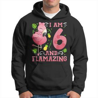 I Am 6 And Flamazing Amazing 6Th Birthday Flamingo Men Hoodie - Thegiftio UK