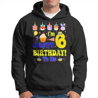 Im 6 Happy Birthday To Me Animal Cup Cake Birthday Party Men Hoodie - Thegiftio UK
