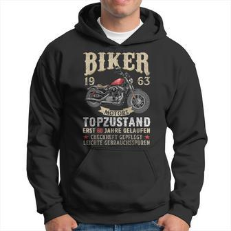 60 Geburtstag Mann Biker 60 Jahre Alt Motorrad 1963 Hoodie - Seseable