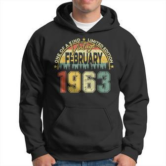 60 Years Old Mens Vintage February 1963 60Th Birthday Gifts Hoodie - Seseable