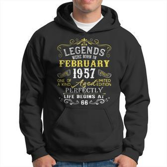 66 Years Old Gifts Legends Born In February 1957 66Th Bday Hoodie - Seseable