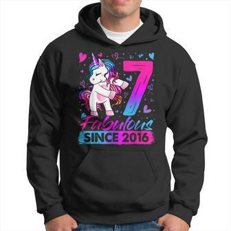 7 Years Old Flossing Unicorn Gifts 7Th Birthday Girl Party Hoodie | Mazezy