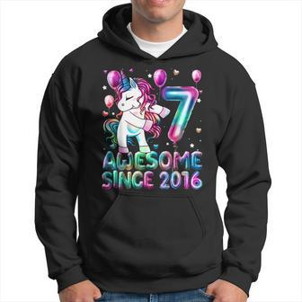 7 Years Old Unicorn Flossing 7Th Birthday Girl Unicorn Party Hoodie | Mazezy