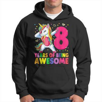 8 Years Old Unicorn Flossing 8Th Birthday Girl Unicorn Party V2 Hoodie - Seseable
