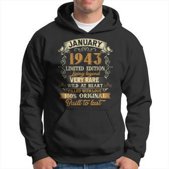 80 Year Old Awesome Since January 1943 Vintage 80Th Birthday Hoodie - Seseable