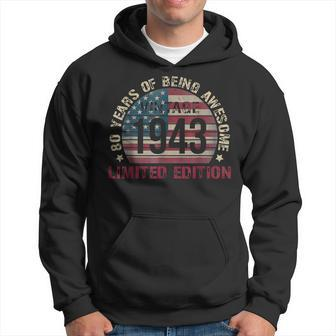 80Th Birthday Decorations Men Vintage 1943 80 Year Old Bday Hoodie | Mazezy