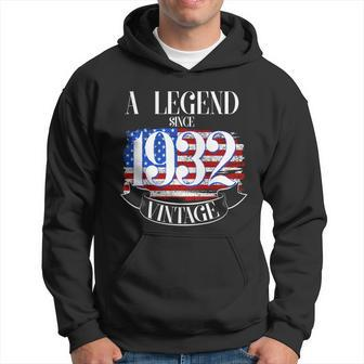 A Legend Since 1932 Vintage Usa Flag 90Th Birthday Hoodie - Monsterry DE