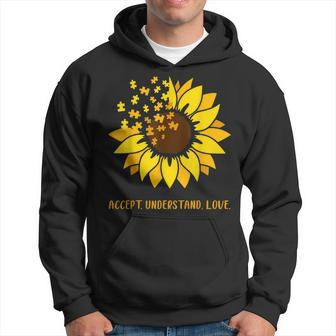 Accept Understand Love Autism Awareness Month Sunflower Hoodie - Seseable