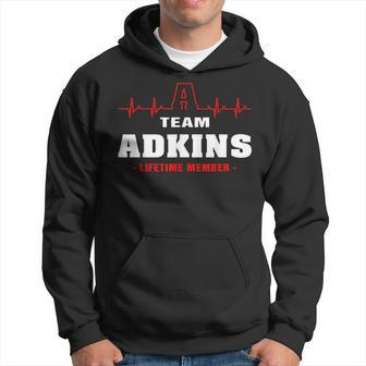 Adkins Surname Family Last Name Team Adkins Lifetime Member Men Hoodie Graphic Print Hooded Sweatshirt - Seseable