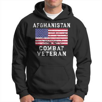Afghanistan Combat Veteran - Vintage Us Flag Men Hoodie Graphic Print Hooded Sweatshirt - Seseable