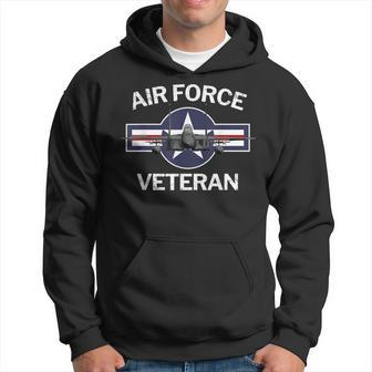 Air Force Veteran With Vintage Roundel And F15 Jet Men Hoodie Graphic Print Hooded Sweatshirt - Seseable