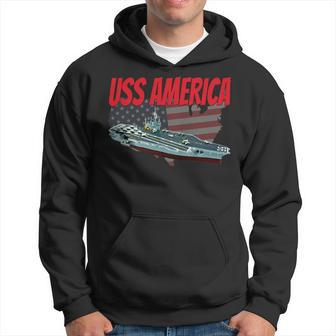 Aircraft Carrier Uss America Cv-66 For Grandpa Dad Son Hoodie - Seseable