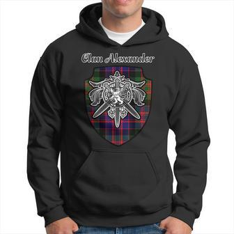Alexander Scottish Clan Family Tartan Lion Sword Name Crest Men Hoodie Graphic Print Hooded Sweatshirt - Thegiftio UK