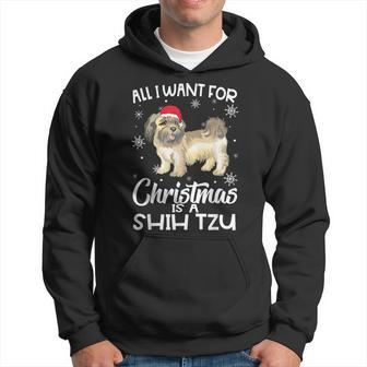 All I Want For Christmas Is A Shih Tzu Dog Lover Gifts Xmas Men Hoodie Graphic Print Hooded Sweatshirt - Seseable