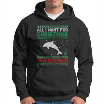All I Want For Xmas Is A Dolphin Ugly Christmas Sweater Gift Hoodie - Monsterry AU