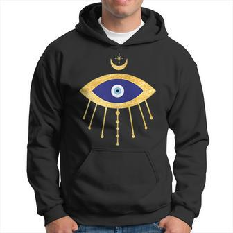All Seeing Evil Eye Yellow Eyelashes Curse Protection Hoodie | Mazezy