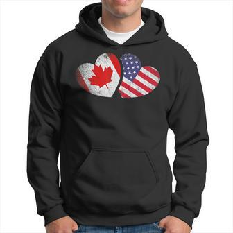 American Canadian Heart Valentines Day Gifts Usa Flag Canada Hoodie - Seseable