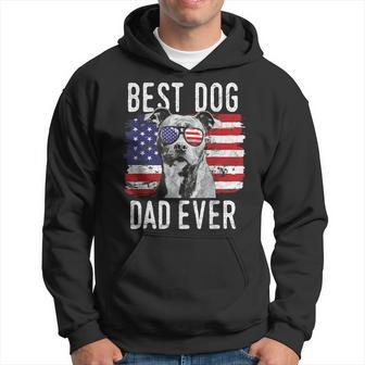 American Flag Best Dog Dad Ever Staffordshire Bull Terrier Gift For Mens Hoodie | Mazezy