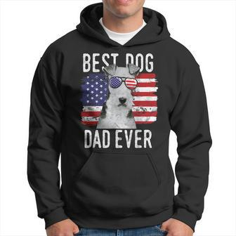 American Flag Best Dog Dad Ever Wire Fox Terrier Usa Gift For Mens Hoodie | Mazezy