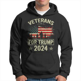 American Flag Veterans For Trump 2024 - Dad Grandpa Veterans Hoodie - Seseable