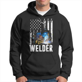 American Flag Welder Funny Patriotic Fathers Day Gift Hoodie - Seseable