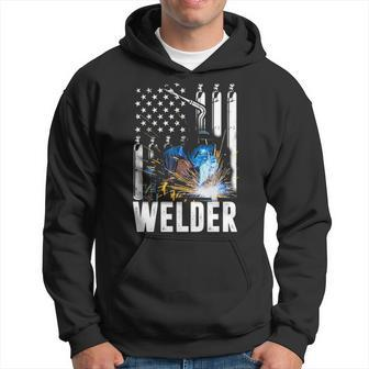American Flag Welder Funny Patriotic Fathers Day Gift V2 Hoodie - Seseable