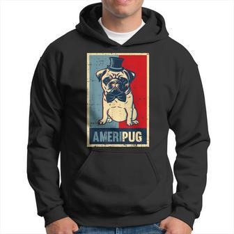 American Pug Dog Tophat Bowtie 4Th Of July Awesome Usa Gift Men Hoodie Graphic Print Hooded Sweatshirt - Seseable