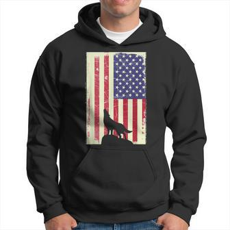 American Wolf Hunter Patriotic For Dad Fathers Day Gift For Mens Hoodie | Mazezy
