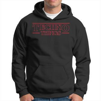 Anti Social Techno Club Techno Things Outlined Red Hoodie - Seseable