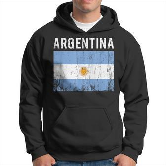 Argentina Flag Vintage Argentinian Flag Soccer Football Men Hoodie Graphic Print Hooded Sweatshirt - Seseable