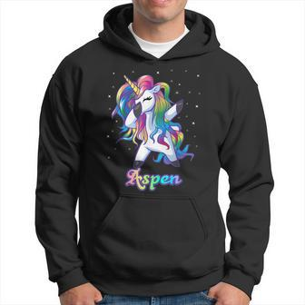 Aspen Name Personalized Custom Rainbow Unicorn Dabbing Men Hoodie - Thegiftio UK