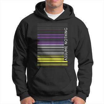 Assume Nothing Nonbinary Flag Barcode Enby Genderqueer Lgbt Hoodie | Mazezy