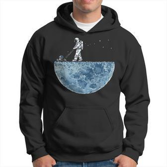 Astronaut Mowing The Moon Lawn Men Hoodie Graphic Print Hooded Sweatshirt - Seseable
