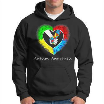 Autism Awareness Hands In Heart Puzzle Pieces Hoodie - Seseable