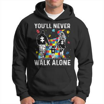 Autism Dad Mom Son Support Alone Parents Youll Never Walk Hoodie | Mazezy