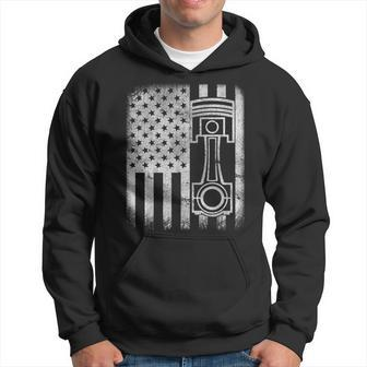 Auto Automotive Mechanic Engine Piston Patriotic Flag Hoodie | Mazezy