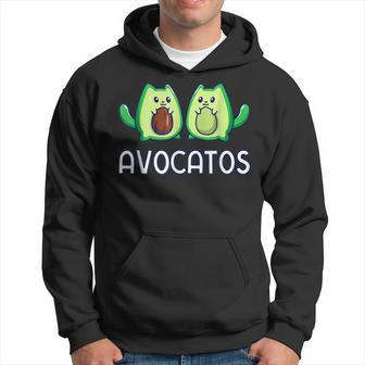 Avogato Avocado Cat Cat Vegan Men Hoodie Graphic Print Hooded Sweatshirt - Seseable
