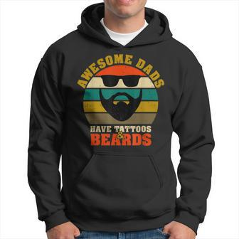 Awesome Dads Have Tattoos And Beards Vintage Fathers Day V4 Hoodie - Seseable