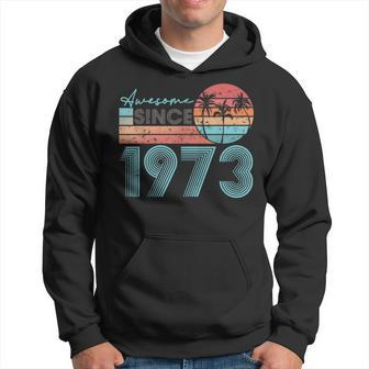 Awesome Since 1973 Retro Beach Sunset Vintage-1973 Hoodie - Seseable