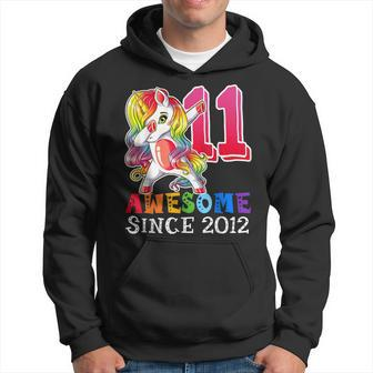 Awesome Since 2012 Dabbing Unicorn 11 Year Old Birthday Girl Hoodie - Seseable